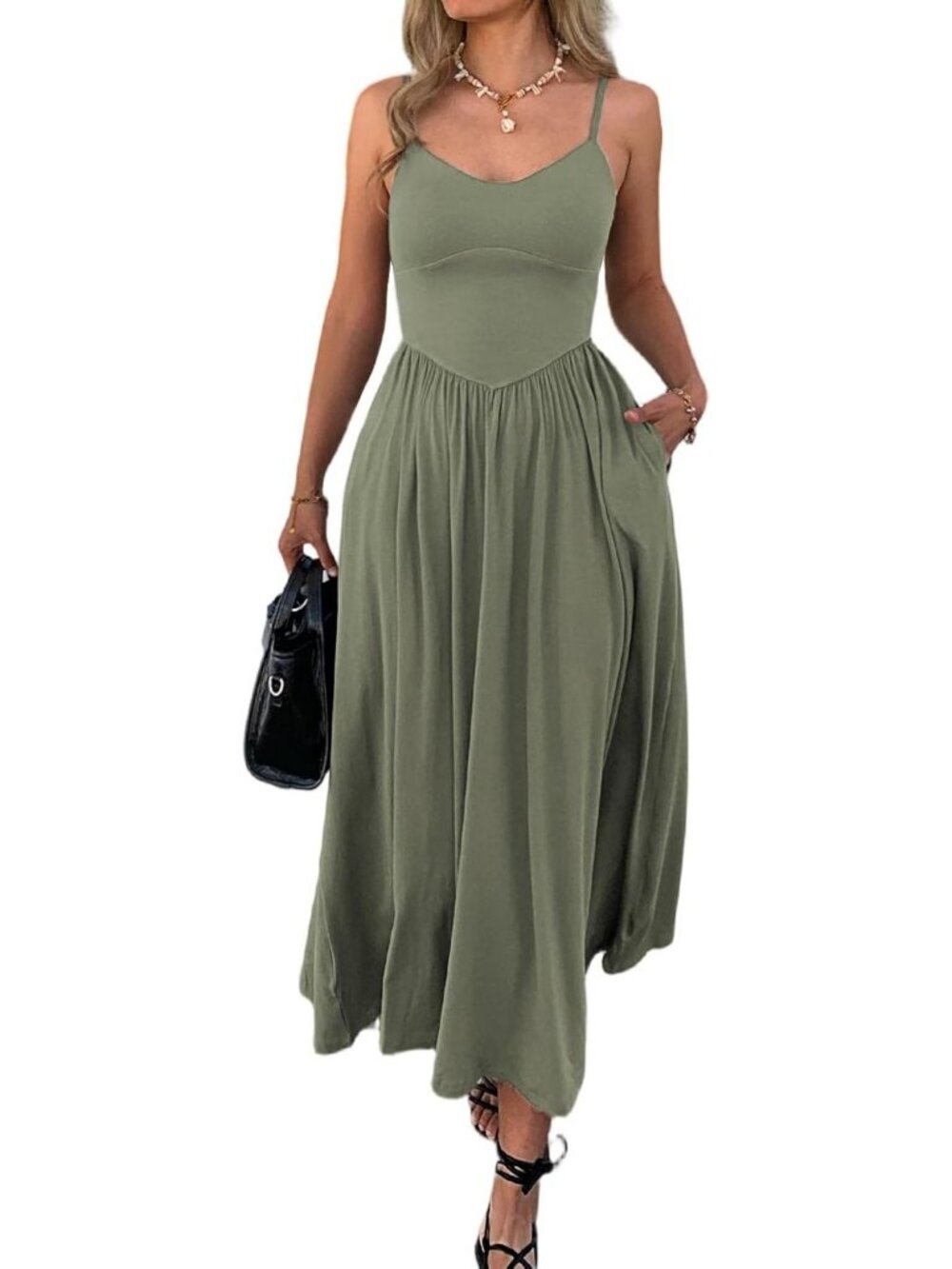 Summer Casual Maxi Dress for Women - Sleeveless Spaghetti Strap, Flowy A-Line